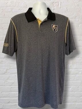 Vegas Golden Knights NHL Polo Shirt Men’s Large Gray Black Embroidered Logo